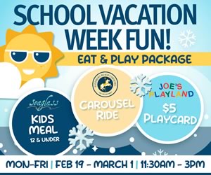 School Vacation Week Fun at Seaglass Restaurant, Joe's Playland & the Salisbury Beach Carousel in Massachusetts