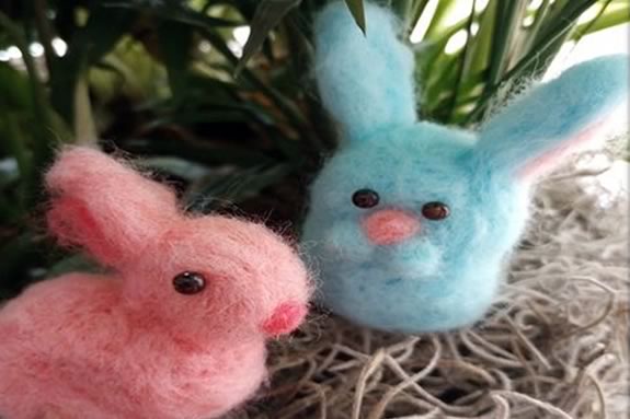 The Salisbury Massachusetts Library hosts a crafting session featuring felted bunnies.