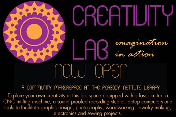 Makers collaborate at the Peabody Library's Creativity Lab! Peabody Library creativity lab is the perfect place for makers to collaborate!