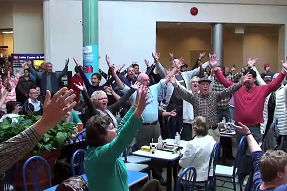 A Flash Mob Sings Handel's Messiah at a food court in Syracuse, NY