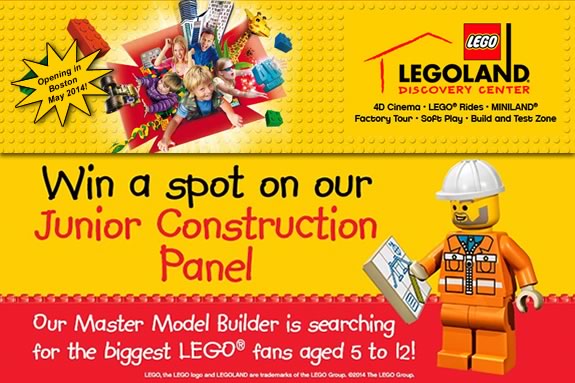 Kid ages 5-12 are eligible to be LEGO Ambassadors in Boston Massachusetts on LEGOland's Junior Construction Panel!! Kid ages 5-12 are eligible to be LEGO Ambassadors in Boston Massachusetts!