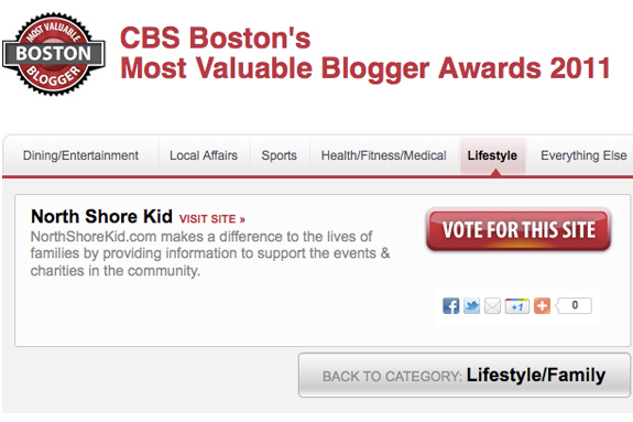 CBS Boston's MVB Best Blogger for Lifestyle & Family We need your vote. Most Valuable Blogger Awards 2011 CBS Bostons MVB Blogger for Lifestyle & Family Most Valuable Blogger Awards 2011