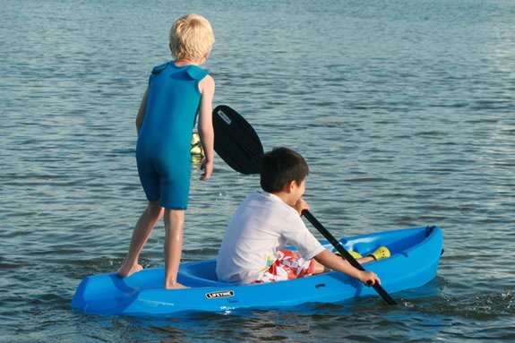Lifetime Wave Kayaks are very bouyand, stable and great platforms to learn on, plus they don't need much water to float. The water in this picture is about 10" deep! Lifetime Wave Kayaks are very bouyant, stable and great platforms to learn on.
