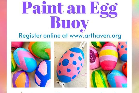 Come to Cape Ann Art Haven to paint your own egg shaped buoy in Gloucester Massachusetts