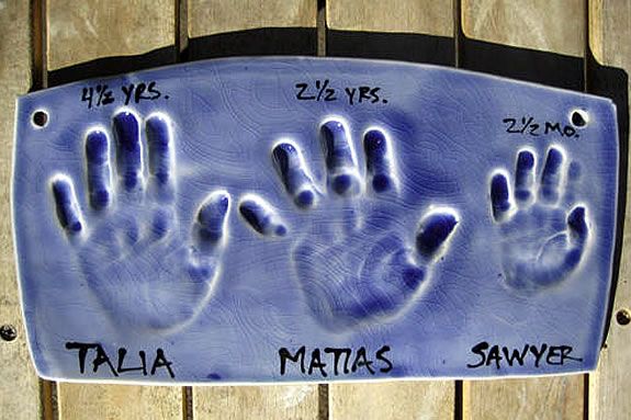 Get handprints and/or footprints done in clay as a gift, or just as a treasure. Get handprints and/or footprints done in clay as a gift, or just as a treasure.