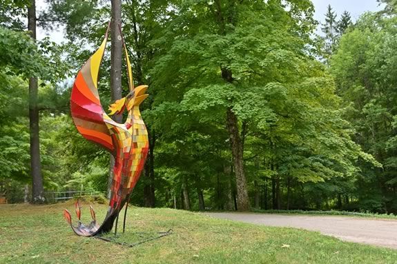 Pingree School in Hmailton Massachusetts hosts their annual Flying Horse Outdoor Sculpture exhibit each Fall. Pingree School in Hmailton Massachusetts hosts their annual Flying Horse Outdoor Sculpture exhibit each Fall. Sculpture: Phoenix by Robin Tost.