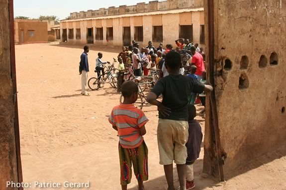 A School Yard in Mali by Patrice Gerard, a recent transplant to New Hmapshire.