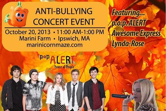 p.o.p. Alert is coming to Marini Farm in Ipswich to share their views on bullying through music. p.o.p. Alert is coming to Marini Farm in Ipswich to share their views on bullyin