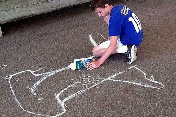 Draw a life-sized shark in chalk at Maritime Gloucester! 