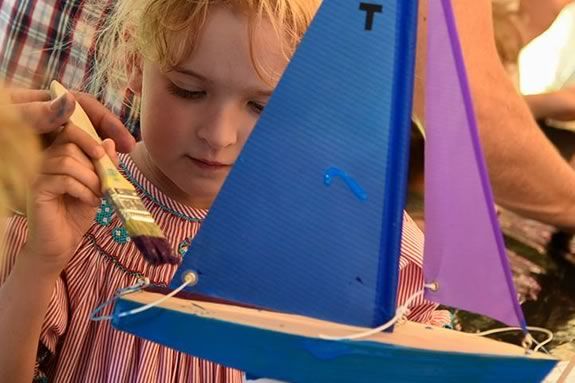 Kids can build a model boat and race it in a regatta on Redd's Pond in Marblehead Kids can build a model boat and race it in a regatta on Redd's Pond in Marblehead
