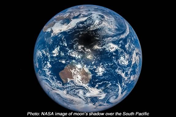 Photo: NASA image of moon’s shadow over the South Pacific