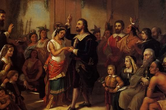 Pocohantas Marries John Rolfe by Henry Brueckner 1855