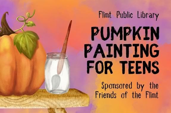 Pumpkin Painting for teens at Flint Public Library in Middleton Massachusetts