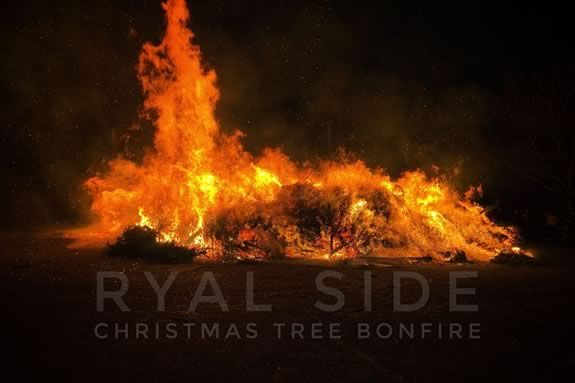 A Christmas Tree bonfire at Obear Park in Beverly Massachusetts hosted by the Ryal Side Civic Association