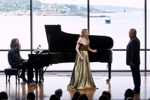 Sydney Baedke, soprano performs with the Terra String Quartet at Shalin Liu Performance Center in Rockport Massachusetts Sydney Baedke, soprano performs with the Terra String Quartet at Shalin Liu Performance Center in Rockport Massachusetts
