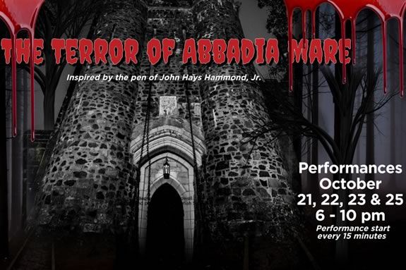 Experience a macabre promenade theatre performancre at Hammond Castle Musuem in Gloucester Massachusetts Experience a macabre promenade theatre performancre at Hammond Castle Musuem in Gloucester Massachusetts