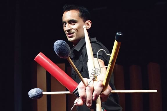 Percussionist Tupac Mantilla performs a free concert at Rockport Music's Shalin Liu Center for Performing Arts