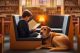 Kids are invited to read to a dog at Amesbury Massachusetts Public Library. Image generated with AI.